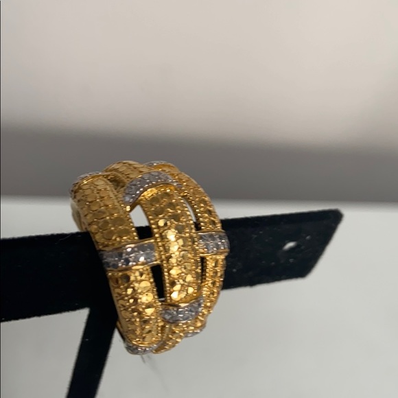 Sterling 925 18k Gold Clad Basket Weave Ring  7 - Picture 7 of 11